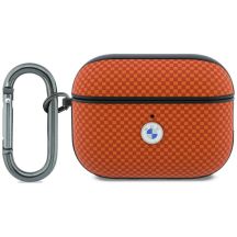 Etui BMW Textured Sign Kevlar Metal Logo na AirPods Pro 3 - pomarańczowe