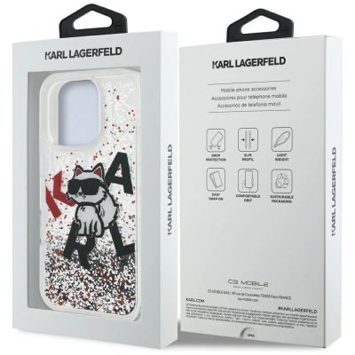 8. Etui Karl Lagerfeld Liquid Glitter Choupette Logo na iPhone 16 Pro Max - przezroczyste