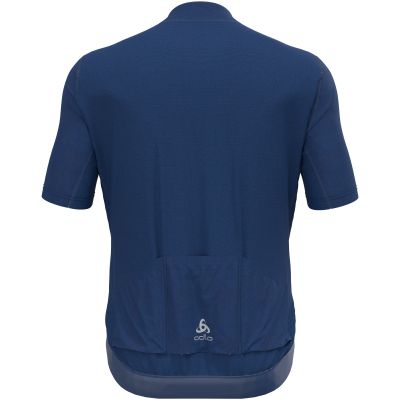 Koszulka z krótkim rękawem kolarska męska ODLO Zeroweight Chill-Tec T-shirt S/U Collar s/s full zip niebieska