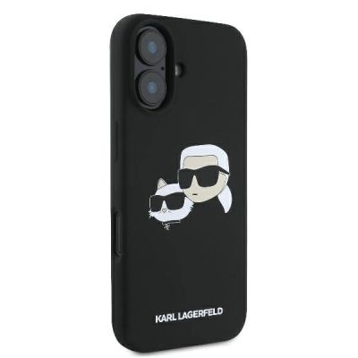 4. Etui Karl Lagerfeld Silicone nauble Heads Print MagSafe na iPhone 16 - czarne