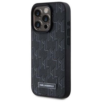 2. Etui Karl Lagerfeld Leather Monogram Metal Logo MagSafe na iPhone 15 Pro - czarne
