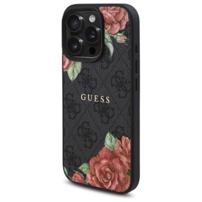 2. Etui Guess 4G Flowers Print MagSafe na iPhone 16 Pro 6.3" - czarne