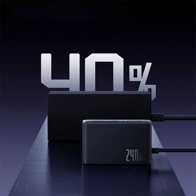 16. Ładowarka sieciowa Baseus Digital GaN 3xUSB-C 1xUSB-A 240W z kablem zasilającym - czarna