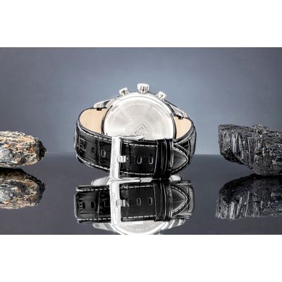 7. Zegarek Męski Giewont Chronograph Sapphire Srebrno Czarny GW7650-A2