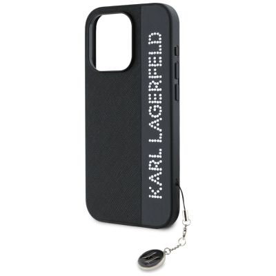6. Etui Karl Lagerfeld Saffiano Rhinestones & Charm na iPhone 15 Pro Max - czarne