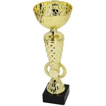 PUCHAR METALOWY ZŁOTY 25,5 CM CZARNA PODSTAWA TRYUMF