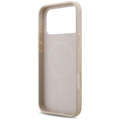 7. Etui Guess Leather 4G Triangle Strass MagSafe na iPhone 17 Pro Max / 18 Pro Max - różowe
