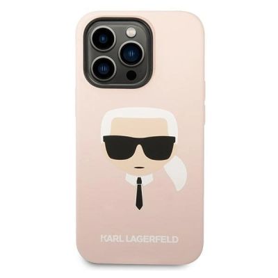3. Etui Karl Lagerfeld Silicone Karl's Head MagSafe na iPhone 14 Pro Max - jasnoróżowe