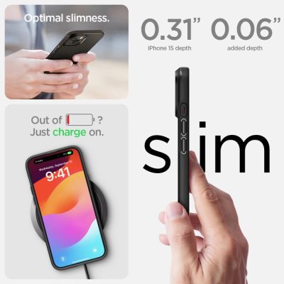 13. Etui Spigen Thin Fit na iPhone 15 - czarne