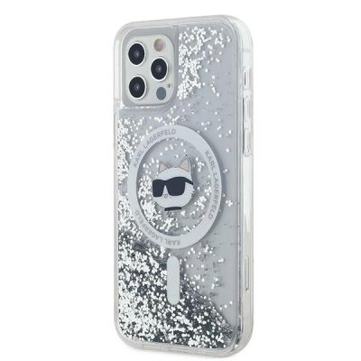 2. Etui Karl Lagerfeld Liquid Glitter Choupette Head MagSafe na iPhone 12 / 12 Pro - przezroczyste