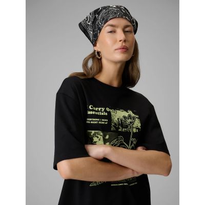 4. T-shirt loose z nadrukiem damski 4F 4FRSS26TTSHF3705-20S