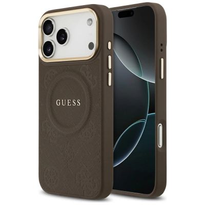 Etui Guess Peony Hot Stamp MagSafe na iPhone 17 Pro Max - brązowe