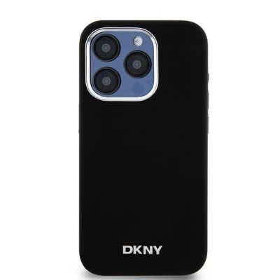 3. Etui DKNY Liquid Silicone Small Metal Logo MagSafe na iPhone 15 Pro - czarne