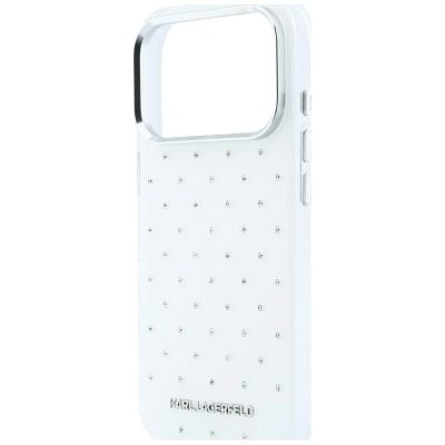 6. Etui Karl Lagerfeld IML Rhinestones Allover and Electroplated Logo na iPhone 17 Pro Max / 18 Pro Max  - białe