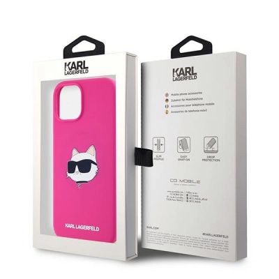8. Etui Karl Lagerfeld Silicone Choupette Head MagSafe na iPhone 15 Plus / 14 Plus - różowe