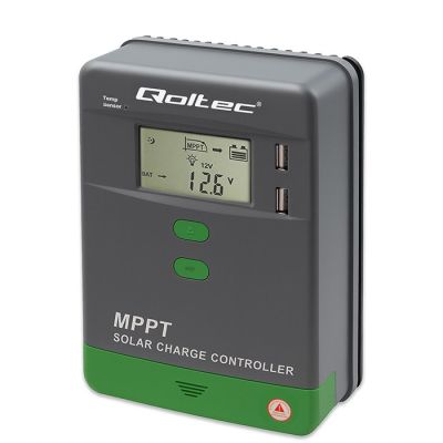 Solarny regulator ładowania MPPT Qoltec 53663 z czujnikiem temperatury 40A |12V / 24V | LCD | 2 x USB | Bluetooth | APP | GEL | LiFePO4