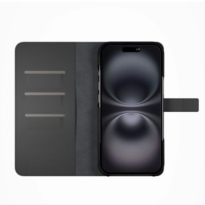 6. Etui z ekoskóry Puro Wallet Detachable MagSafe 2w1 z klapką i portfelem do iPhone 16 - czarne