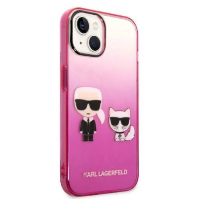 4. Etui Karl Lagerfeld Gradient Ikonik Karl&Choupette na iPhone 14 Plus - różowe