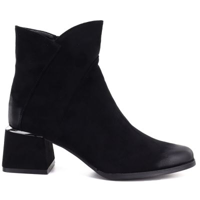 2. Botki damskie na obcasie zamszowe czarne Potocki SZ12875