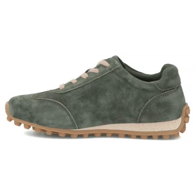 3. Skórzane półbuty damskie sneakersy zamszowe zielone Filippo  DP7961