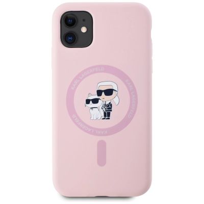 3. Etui Karl Lagerfeld Silicone Karl&Choupette MagSafe na iPhone 11 - różowe