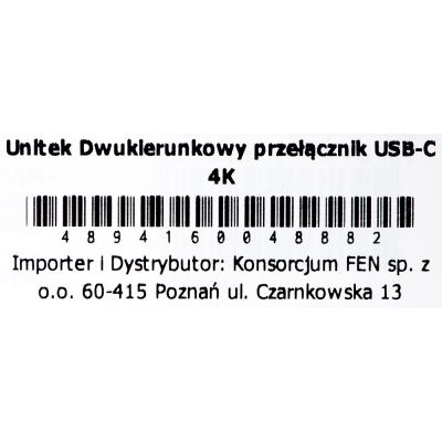 8. UNITEK PRZEŁĄCZNIK USB-C 4K 144HZ, DWUKIERUNKOWY