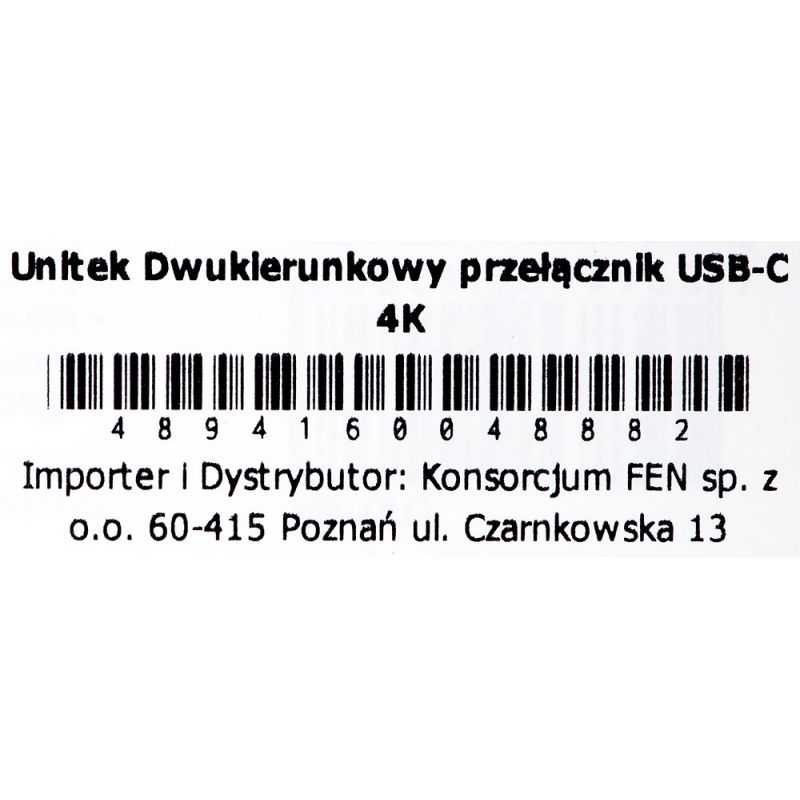 8. UNITEK PRZEŁĄCZNIK USB-C 4K 144HZ, DWUKIERUNKOWY