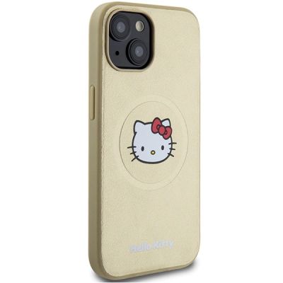 4. Etui Hello Kitty Leather Kitty Head MagSafe na iPhone 14 - złote