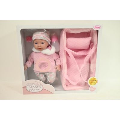 BAYER Lalka Reborn 38cm+nosidełko 93827AH 20029