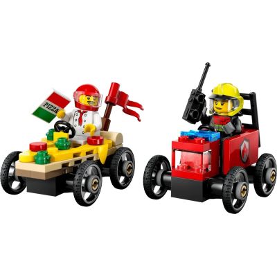 3. LEGO CITY 60458 Zestaw wyścigówek: pizza kontra wóz strażacki