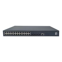 LevelOne PoE+Switch 24xGE PoE/4x10GSFP+  440W 19" Managed L3