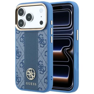 Etui Guess 4G with Stripe Round and Classic Logos MagSafe na iPhone 17 Pro Max / 18 Pro Max - niebieskie