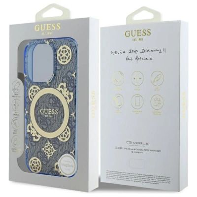 8. Guess GUHMP16XH4PYEEB iPhone 16 Pro Max   6.9" niebieski/blue hardcase IML Peony On 4G Background MagSafe