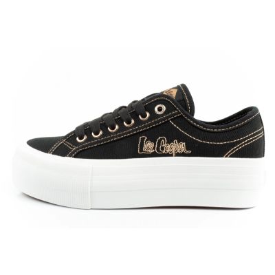 11. Lee Cooper buty sportowe damskie trampki platforma czarne ze złotym