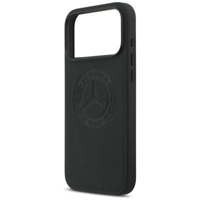 6. Etui Mercedes Leather Vintage Logo MagSafe na iPhone 17 Pro Max - czarne