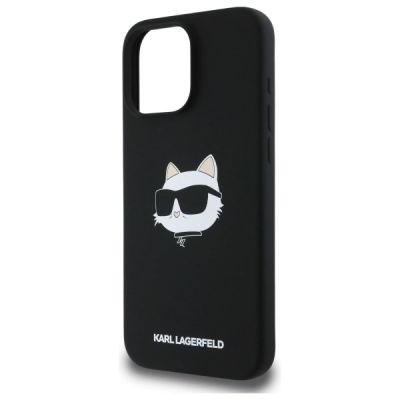 6. Etui Karl Lagerfeld Silicone Choupette Head Print MagSafe na iPhone 16 Pro - czarne