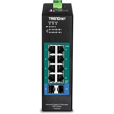 2. TRENDnet Switch 10-portowy przemysłowy Gbit PoE+ L2 metal IP30
