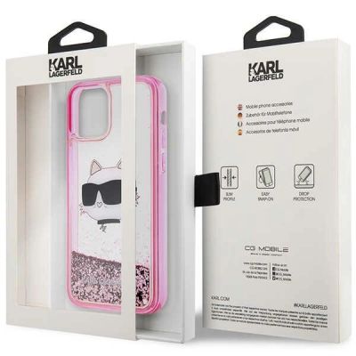 8. Etui Karl Lagerfeld Glitter Choupette Head na iPhone 12 / iPhone 12 Pro - różowe