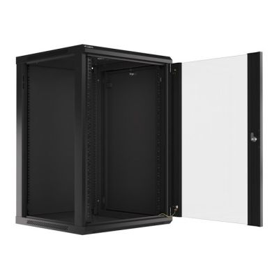 13. Szafa rack Lanberg WF01-6618-10B (18U; 901mm / 600mm / 600 mm; wisząca; Szklane; 19''; kolor czarny)