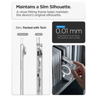 12. Etui Spigen Ultra Hybrid Pro MagSafe na iPhone Duo - przezroczysto-białe