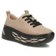 Skórzane półbuty sneakersy damskie na platformie taupe Filippo DP8006