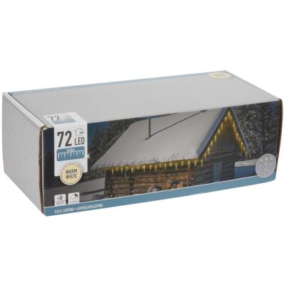 12. LAMPKI KURTYNA ŚWIETLNA SOPLE ZEW 72 LED CIEPŁY BIAŁY TIMER