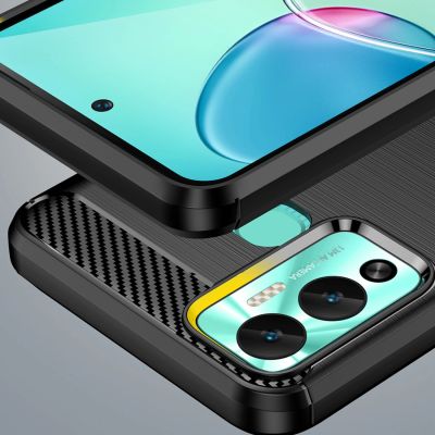 6. Carbon Case etui do Infinix Hot 12 Play NFC / Hot 12 Play elastyczny silikonowy karbonowy pokrowiec czarne