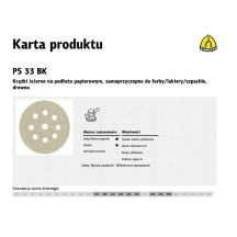 KLINGSPOR KRĄŻEK ŚCIERNY SAMOPRZYCZEPNY 225mm  PS33BK gr.220 GLS38 /50szt.