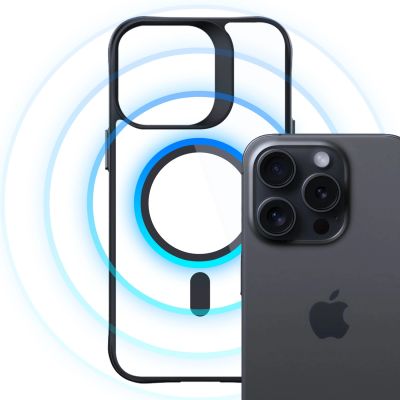 28. Etui 3mk Satin Armor MagCase z MagSafe na iPhone 15 Pro Max - przezroczyste z czarną ramką