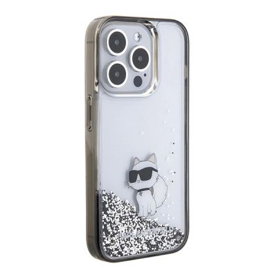 4. Etui Karl Lagerfeld Liquid Glitter Choupette do iPhone 15 Pro Max - przezroczyste