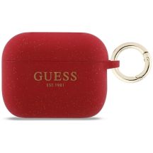 Etui Guess Silicone Glitter Ring na AirPods Pro 3 - czerwono-brokatowe