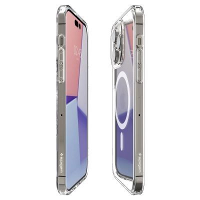 15. Etui Spigen Ultra Hybrid Mag z MagSafe na iPhone 14 Pro - przezroczysto-białe