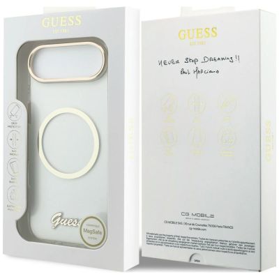 9. Etui Guess IML Script Metal MagSafe na iPhone Air - przezroczyste
