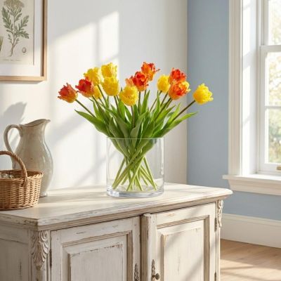 24. TULIPAN POMARAŃCZOWY 38CM JAK ŻYWY DEKORACJA WIOSENNA